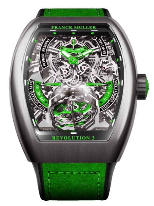 Review Franck Muller Vanguard Revolution 3 Skeleton Titanium - Green V50 REV 3 PR SQT BR (VR) Replica Watch